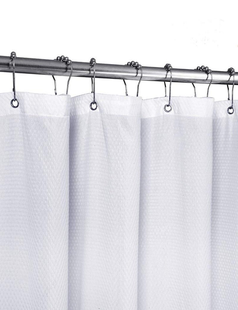 Home Queen Waffle Weave Shower Curtain, Bath Liner with Soft Touch, Water Repellent Bathroom Curtain Liner with Bottom Magnets and Reinforced Grommets,72 W x 72 L Inches, White - Image 1